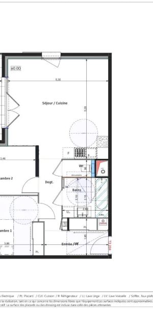 Appartement à louer 3 pièces 64.19m² - Photo 2