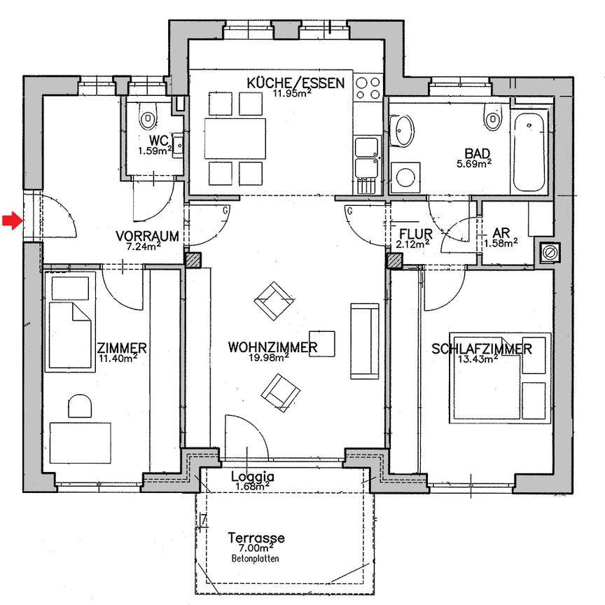 ERDGESCHOSS - 3-Zimmer-Wohnung mit Terrasse in grüner Lage - Photo 2
