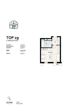 Miete: Ideale Starterwohnung im 6. Liftgeschoss | 1-Zimmer Wohnung mit Balkon | 1100 Wien - Photo 1