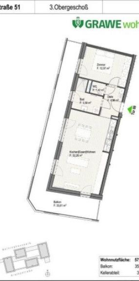 *57 m² moderne Wohnung in Reininghaus mit 36m² Balkon & Einbauküche – ab sofort verfügbar - Foto 2