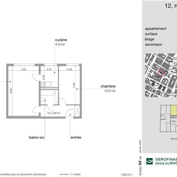 Logement de 2,5 pièces de 45 m2 au 3ème étage. - Foto 2