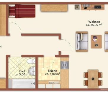 1 Raum-Wohnung mit Balkon - Foto 1