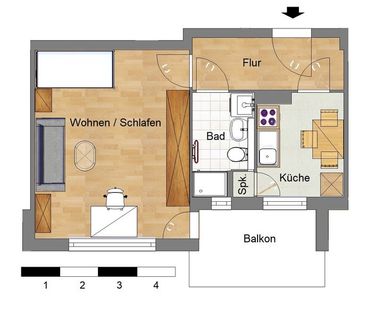 1-Zimmerwohnung mit Balkon in Stöcken - Foto 1