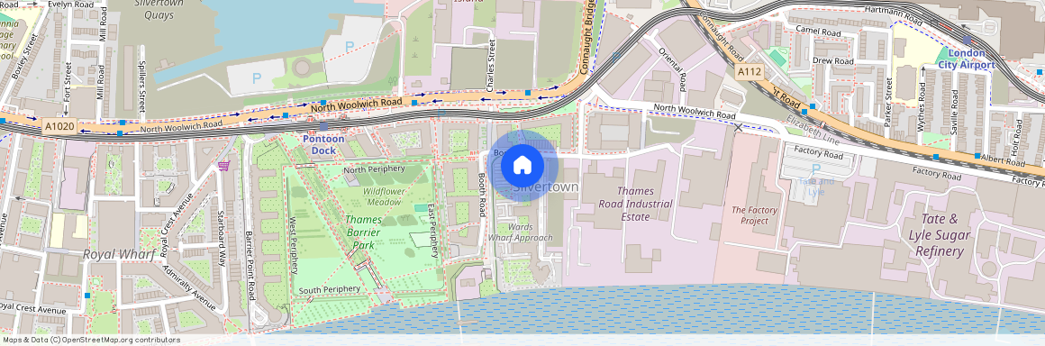 Pontoon Dock, Thames Barrier Park, City Airport, Canary Wharf E16