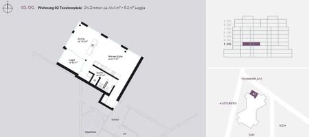 2.5 Zimmer, 66 m², 3. Stock - Foto 3
