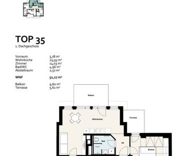 Miete: 2-Zimmer Dachgeschosswohnung mit Balkon und Terrasse | Wien ... - Photo 2