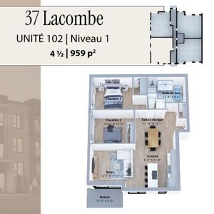 Nouveau projet ! 37-39 boul Lacombe, Repentigny - 4 ½ – 945 pi2 à 1072 pi2 À partir de 1825$/mois=1670$ (option avec coin bureau et/ou salle d’eau) - Photo 2