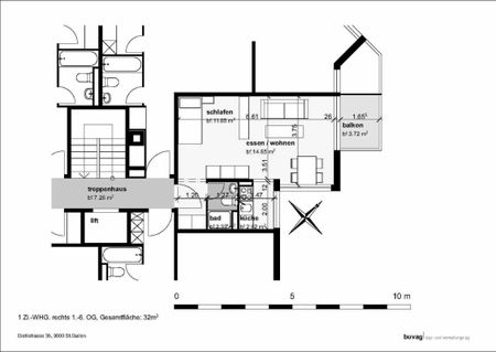 1 Zimmer, 32 m², 3. Stock - Foto 5