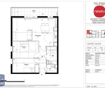 Appartement à louer 3 pièces 64.5m² - Photo 2