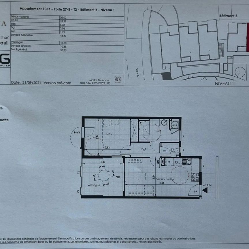 Appartement à louer 2 pièces 44.52m² - Photo 2