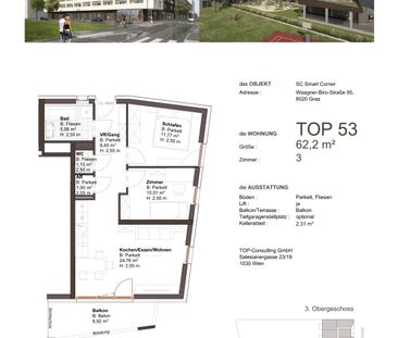 Stilvolles Wohnen in Graz: Geräumige 3-Zimmerwohnung mit Balkon - W... - Photo 3