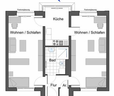 Studentenwohnung, 2er WG, Mainz-Neustadt Zollhafen mit WBS - Foto 1