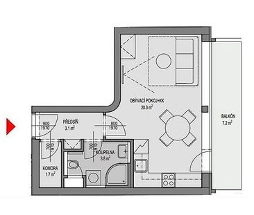 Pronájem bytu 1+kk 38 m² - Fotografie 6