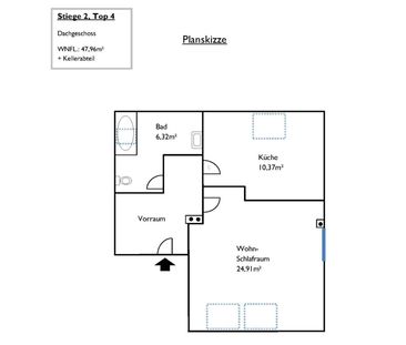 Großzügige 1-Zimmerwohnung im Dachgeschoss - Foto 1