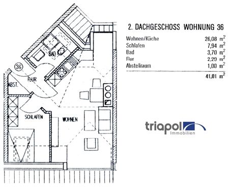 Helle 2-Zi.-Whg. im Dachgeschoss mit Laminatboden und Teslichtbad. - Foto 4