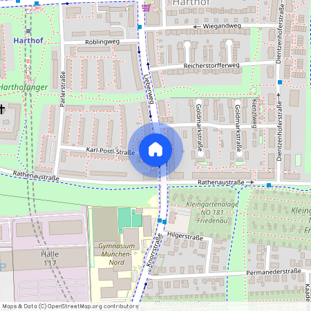 Lieberweg, 80937 München Milbertshofen ca. 7, 3 km north of Munich-center