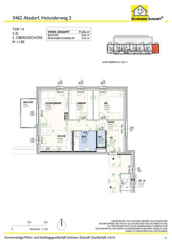 Gute aufgeteilte Balkonwohnung in Absdorf - Photo 4