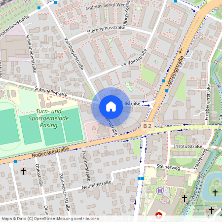 Scapinellistr., 81241 München Pasing ca. 9, 7 km west of Munich-center