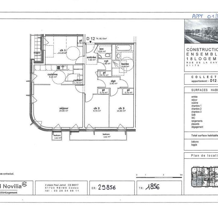 Location appartement T4 95.10m² à Fismes (51170) Loyer CC * : 767.20 € Réf : ER.29856 - Photo 1