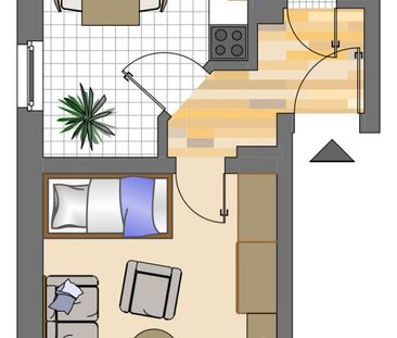 1 Zimmer Wohnung für Studenten oder Auszubildende! - Foto 3