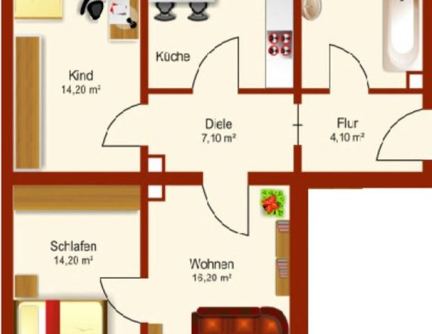 modernisierte charmante 3-Zimmer-Wohnung in ruhiger Lage mit modernen Bad - Foto 1