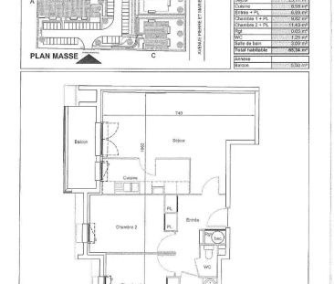Appartement à louer 3 pièces 65.34m² - Photo 2