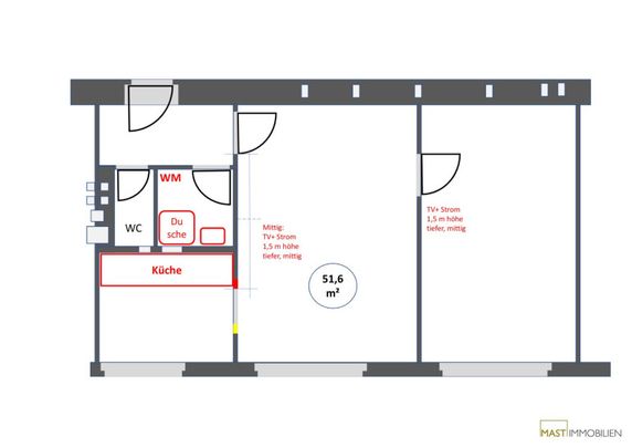 Südlich ausgerichtete 2 - Zimmer Wohnung inkl. neuer Einbauküche mit optimaler Infrastruktur - Foto 1