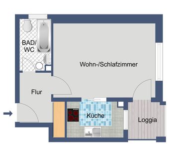 1-Zimmer-Wohnung mit Balkon und Aufzug in Sachsenhausen - Foto 1