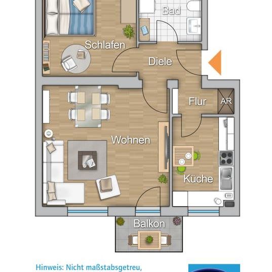 2 Raum Wohnung mit Balkon in Zentrumsnähe - Anmietung ausschließlich mit Wohnberechtigungsschein) - Photo 1