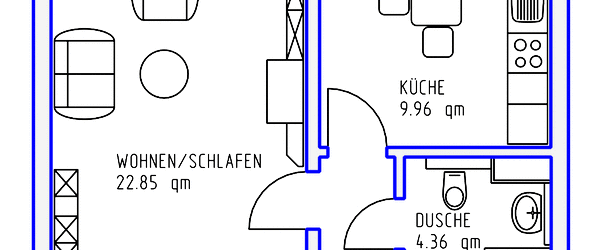 1 Zimmer, Küche, Dusche, Balkon, 2.OG mitte - Photo 1