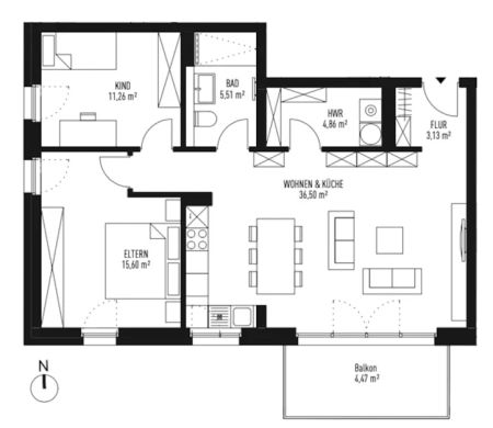 Erstbezug! 3 Zimmer im 1.OG mit Südbalkon und Stellplatz mit E-Ladefunktion - Foto 4