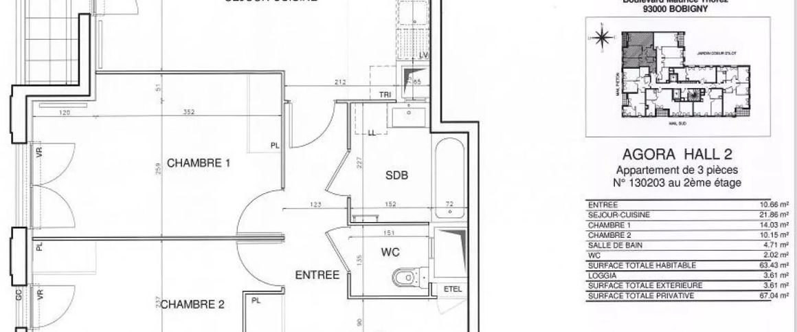 location Appartement T3 DE 63.9m² À BOBIGNY - Photo 1