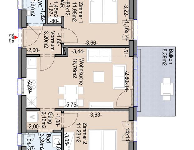 Neubauwohnung mit Balkon in gefördertem Wohnbau - Photo 1