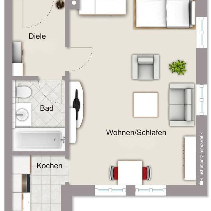 Schöne 1-Zimmer-Wohnung in Metten - Foto 2