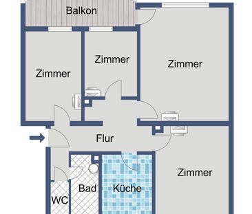 Gute geschnittene Wohnung mit Balkon - Photo 2