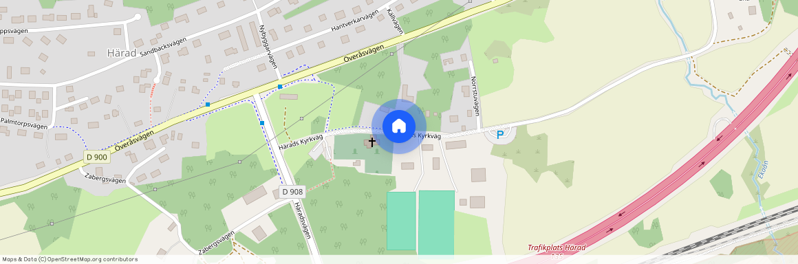 Käckens väg, Härad