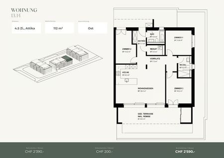 4.5 Zimmer, 119 m², 1. Stock - Foto 3