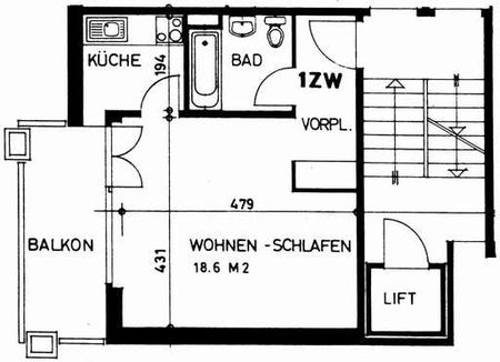 1 Zimmer, 35 m², 2. Stock - Foto 4