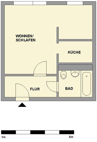 1-Raum-Wohnung mit Badewanne - Foto 5