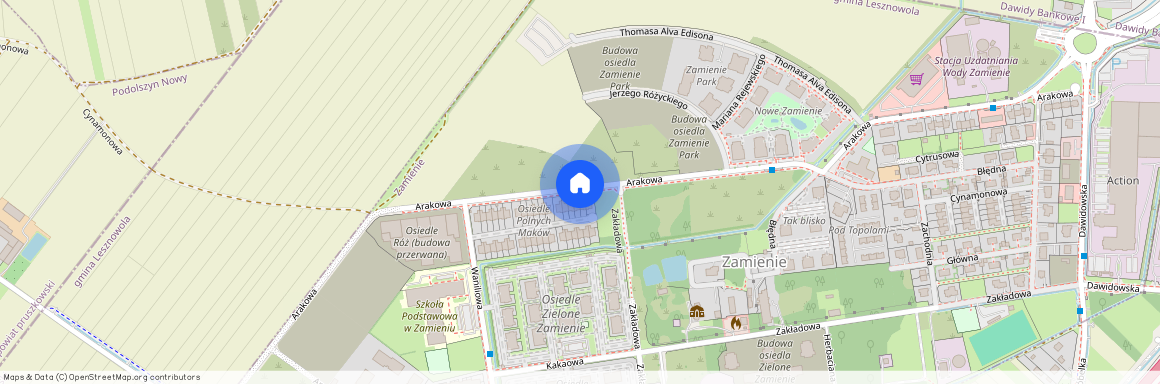 ul. Arakowa, Zakłady Zamienie, Lesznowola, piaseczyński, mazowieckie