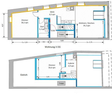 3 Zimmer, 90 m², 3. Stock - Foto 2