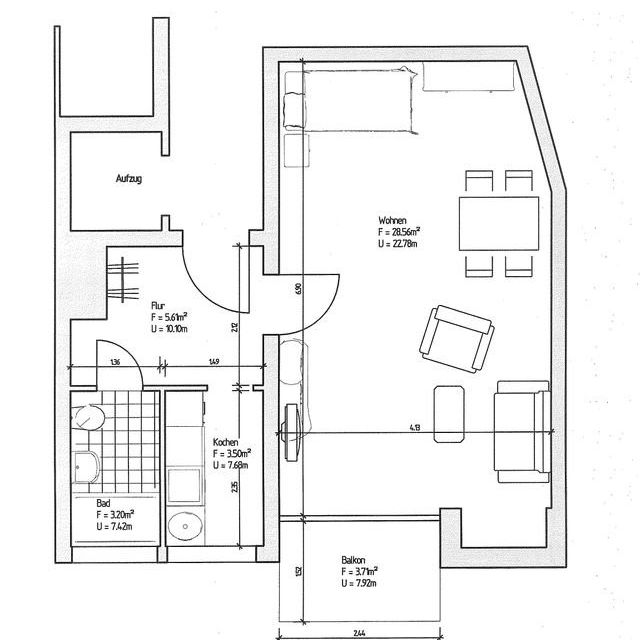 1 Zimmer Wohnung mit Balkon - Foto 2