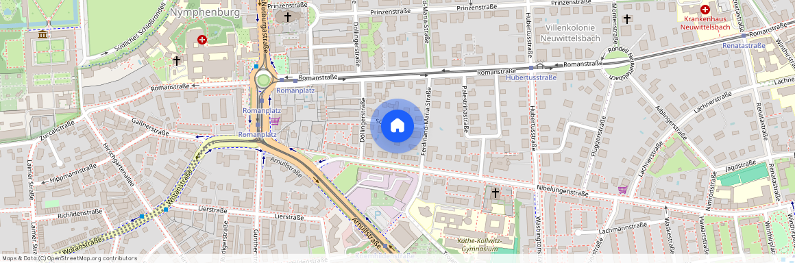 Scherrstraße, 80639 München Nymphenburg ca. 5, 1 km west of Munich-center