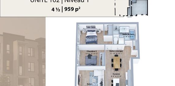 Nouveau projet ! 37-39 boul Lacombe, Repentigny - 4 ½ – 945 pi2 à 1072 pi2 À partir de 1825$/mois=1670$ (option avec coin bureau et/ou salle d’eau) - Photo 2