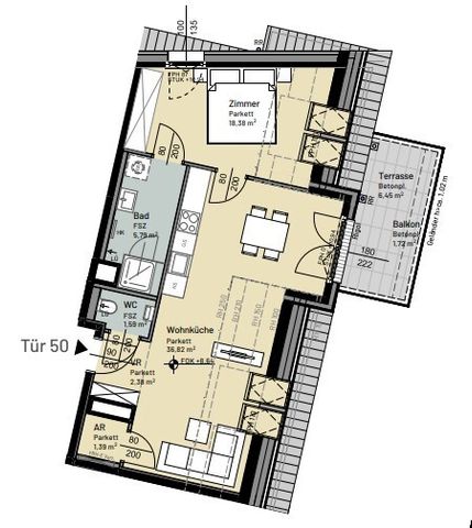 2-Zimmer-Dachgeschoßwohnung mit Terrasse/Balkon - Erstbezug in Grünruhelage - in 1210 Wien zu mieten - Foto 4