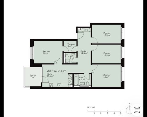 4.5 Zimmer, 94 m², 3. Stock - Photo 1