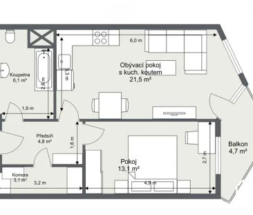 Pronájem bytu 2+kk s terasou a garážovým stáním - Фото 1