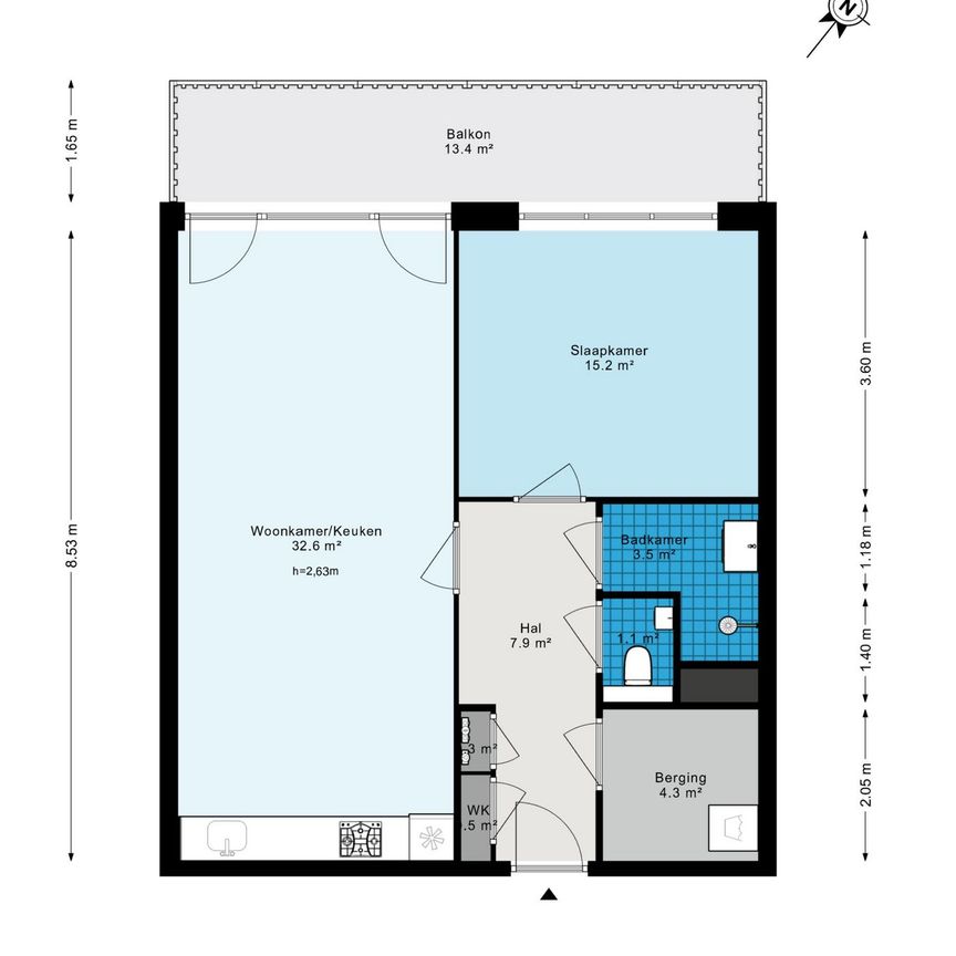 Appartement te huur: Elzenhagensingel 152 1022 LA Amsterdam - Foto 1