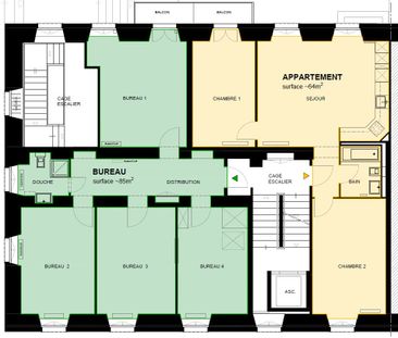 3.5 Zimmer, 64 m², 1. Stock - Foto 6