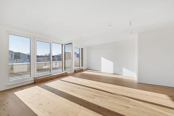 Exklusive Dachgeschoßwohnung mit Traumküche & Sonnenterrasse | Erstbezug | Zentrale Lage zwischen Innenstadt und Bahnhof | Tiefgaragenplatz anmietbar - Photo 1